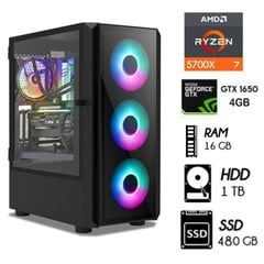 AMD CORP - COMPUTADORA PC GAMER RYZEN 7-5700X Ram 16GB 1TB SSD 480GB VIDEO GTX 1650 4GB.