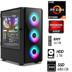 AMD CORP - Computadora GAMER  PC Ryzen 7-5700G Ram 16GB  Disco 1TB+Disco SSD 480GB