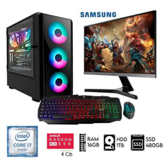 Computadora PC Gamer Core I7 Ram16GB HDD1TB+SSD 480GB Video RX 550 4GB Monitor24