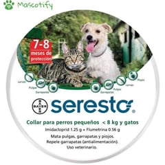 SERESTO - Collar Antipulgas Para Perros Y Gatos Hasta 8Kg