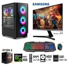 AMD CORP - PC GAMER RYZEN 5-5TH RAM 16GB DISCO 1TB SSD 480GB VIDEO GT 4GB MONITOR 24