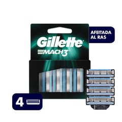 GILLETTE - Mach3 Cartuchos para Afeitar 4 unidades