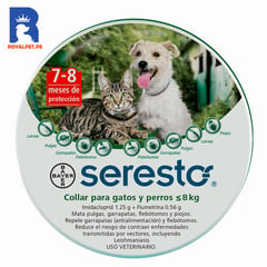 SERESTO - Collar antipulgas para perros y gatos 8 kg a menos