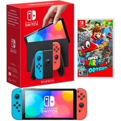 NINTENDO - Consola Switch Oled Neón  Mario Odyssey.