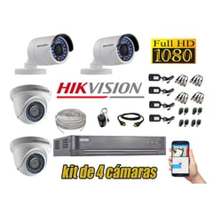 HIKVISION - CÁMARAS SEGURIDAD KIT 4 FULL HD 1080P + CABLE HDMI OFERTA