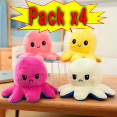 GENERICO - Pulpi-Peluche Pack x4 - Reversibles Feliz y Enojado