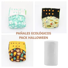 EKOALITAS - Pack 3 Pañales de Tela Unitalla Básico-Halloween