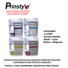 GENERICO - TINTA 1 LITRO 04 COLORES EPSON COMPATIBLE CALIDAD ULTRA UV