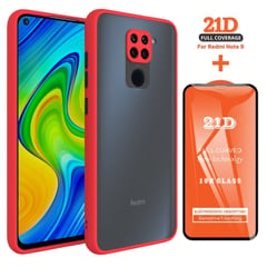 SM - Case Funda Mate Antishock + Mica Xiaomi Redmi Note 9 - Rojo