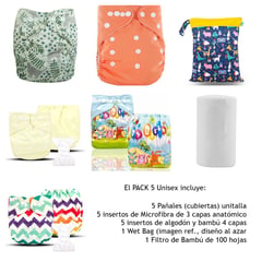 EKOALITAS - Pack 5 - Pañales Ecológicos Barrera Simple - HB (10 Insert)