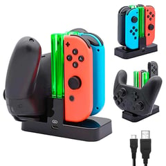 VARIOS - Estación de Carga para JoyCons y Mando Pro Controller Nintendo Switch