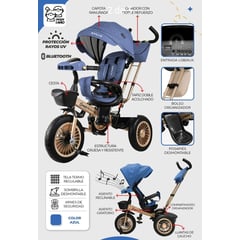 BABY - Triciclo para Niños Musical Asiento Giratorio Golden Blue