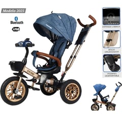 BABY - Triciclo para Niños Musical 2025 Asiento Giratori Gold Blue