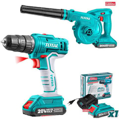 TOTAL TOOLS - COMBO 20V TALADRO ATORNILLADOR + SOPLADOR ASPIRADORA 1 BATERÍA TOTAL