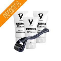 VIKINGO - 3 Minoxidil en bálsamo para barba + dermaroller