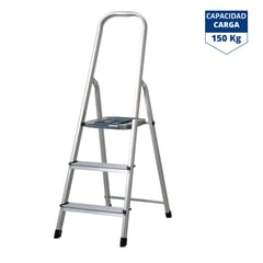 TRUPER - Escalera Tubular 3 Peldaños, Plegable -