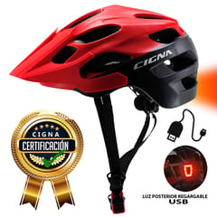 CIGNA - Casco Marca Modelo MTB con Luz Recargable USB