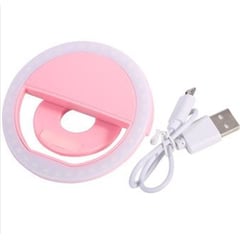 GENERICO - Mini Aro Selfie Anillo Rosado Led con Clip para Celular