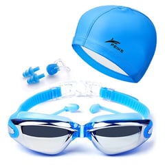 FEIKE - Lentes Natación Azules HD Protección UV con Gorro