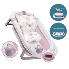 DOUX BEBE - Tina de baño para bebe plegable rosado