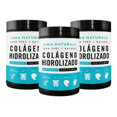 LIMA NATURALS - Pack 03 Pomos Colageno Hidrolizado Sin Sabor 500 gr