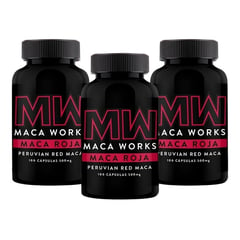 MACA WORKS - Pack 03 Frascos Maca Roja 100 Capsulas