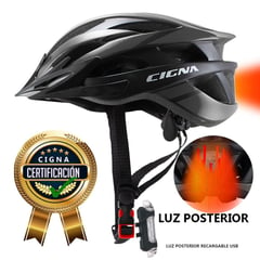 CIGNA - Casco de Bicicleta Marca Modelo Sport más Luz USB