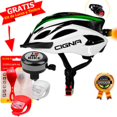 CIGNA - Casco de Bicicleta Marca -Gratis Timbre y Luces