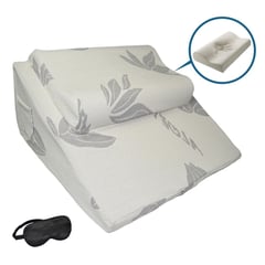 GENERICO - COJIN ANTIREFLUJO Y ALMOHADA MEMORY FOAM ALOE VERA 64x60x30 CM