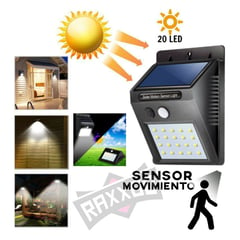 GENERICO - Reflector foco lampara led luz solar con sensor movimiento 20 leds