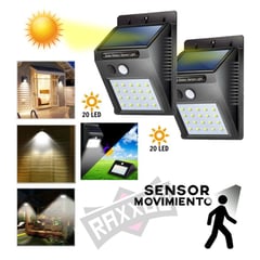 GENERICO - Kit 2 foco lampara led luz solar con sensor movimiento 20 led reflect