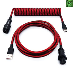 GENERICO - Coiled Cable para Teclado Mecánico Red Black