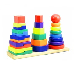 GENERICO - Juego didáctico torre tres columnas arcoiris