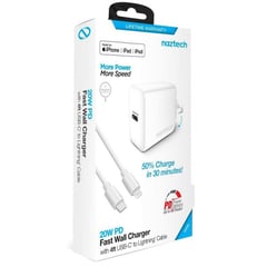 NAZTECH - Cargador usb-c 20w cable usb-c to lightning iphone 11-12-13