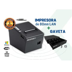 BIENEX - Impresora ticketera termica 80mm USB ETHERNET Gaveta de dinero