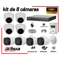 DAHUA - CÁMARAS SEGURIDAD KIT 8 FULL HD 1080P + DISCO 2TB COMPLETO