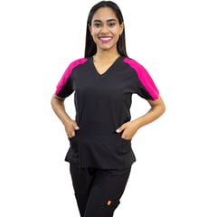 TWELVE - -conjunto scrub Kaia - fucsia/ negro