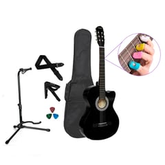 VOZZEX - PACK DE GUITARRA ACUSTICA NYLON NEGRO