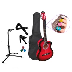 VOZZEX - PACK DE GUITARRA ACUSTICA NYLON ROJA