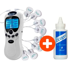 PERUMASSAGE - Electroestimulador de 8 parches + Gel conductor para Electrodos.