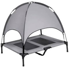 QUE PATAS PET SHOP - Cama Elevada con Toldo talla L Gris