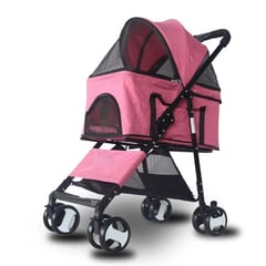 QUE PATAS PET SHOP - Coche 3 en 1 Plegable Rosado para Mascotas