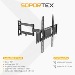 SOPORTEX - Rack Móvil MTEX-3255 para TV de 32 a 55 pulgadas