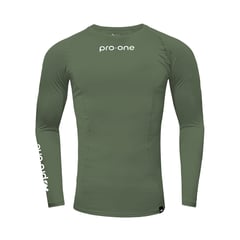 PRO-ONE - Polo licra manga larga compressor verde army