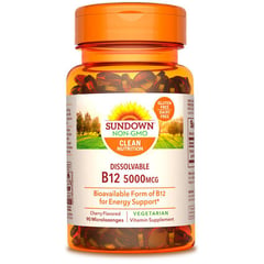 SUNDOWN - Vitamina b-12 5000 mcg. sublingual sabor a cereza naturals