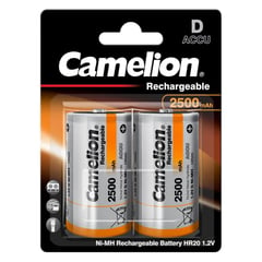 CAMELION - Pilas recargables tipo D 2500mah x2 uni