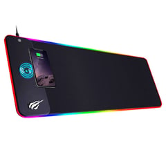 HAVIT - Mousepad RGB con Cargador Inalámbrico par Celulares