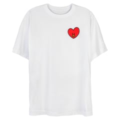 GENERICO - Polo Kpop TATA BT21 - Blanco unisex oversize.