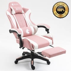 DREIZT - Silla Gamer Ergonómica Shine Series Rosado Posapies Reclinable