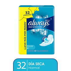 ALWAYS - Toallas Higiénicas Maxi Protección Seca 32 unidades